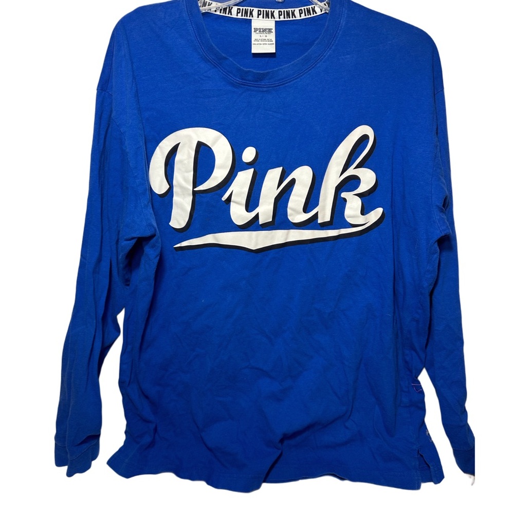 Blue Long Sleeve Shirt with White Logo
